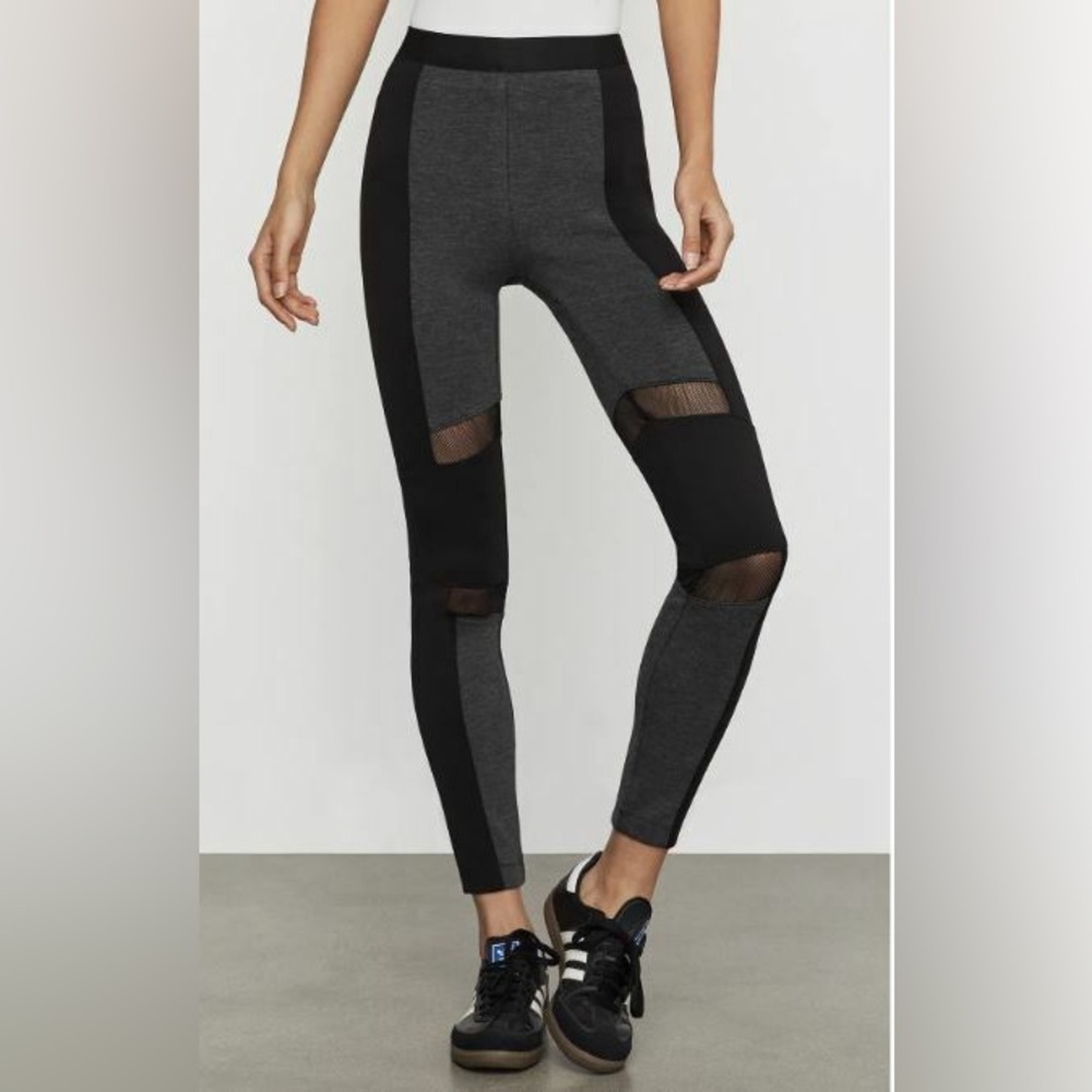 BCBG Maxazria Women's Black and Gray Mesh Panel Leggings
